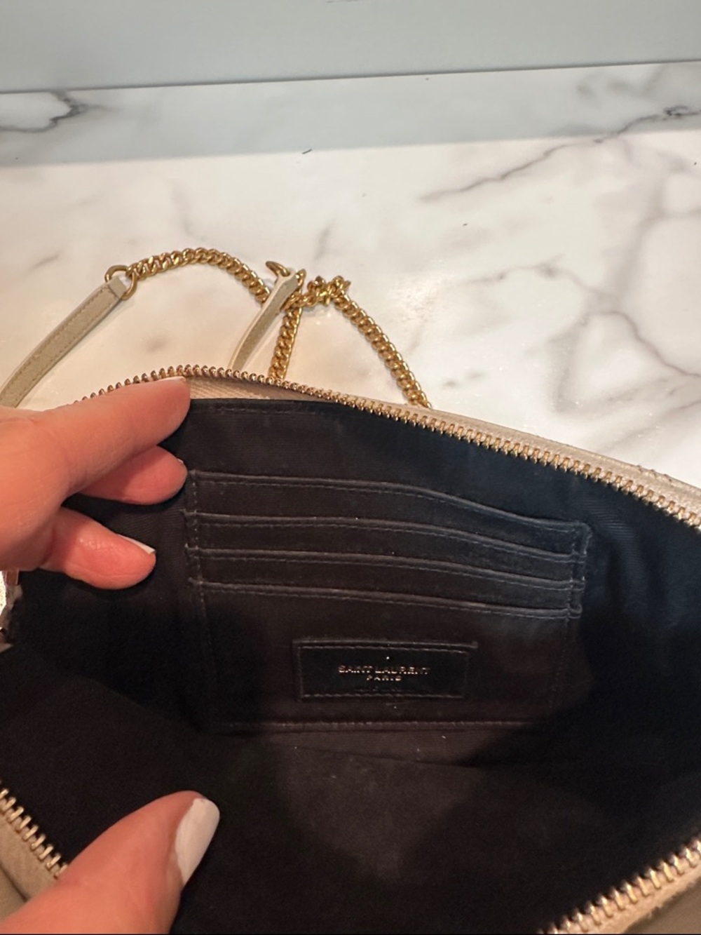 Saint Laurent Cream Quilted Leather Camera Bag with Gold Hardware - Picture 3 of 13